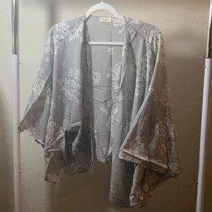 Beautiful Nomad Women's White/Black Stripes Floral Coverup OS NIB